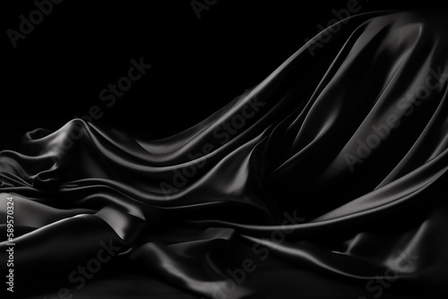 beautiful black wavy fabric abstract background