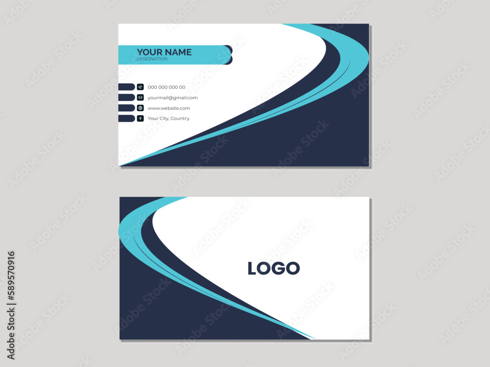 Double-sided creative modern business card. Modern design vector card. Elegant professional creative business card template. Horizontal layout. printable & Editable.
