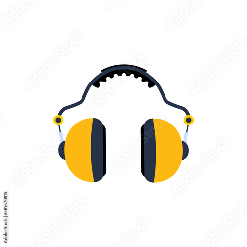 Headphones for ear protection and safety work, yellow headset defenders to protect hear
