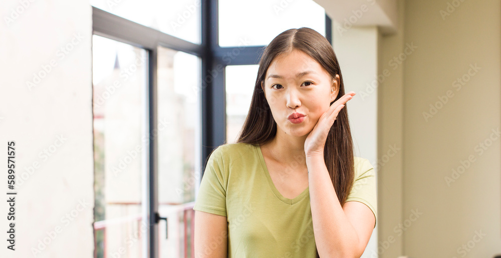 asian pretty woman at home with big windows background asian pretty woman at home with big windows background