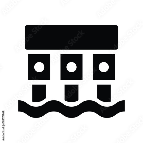dam water solid icon illustration vector graphic 