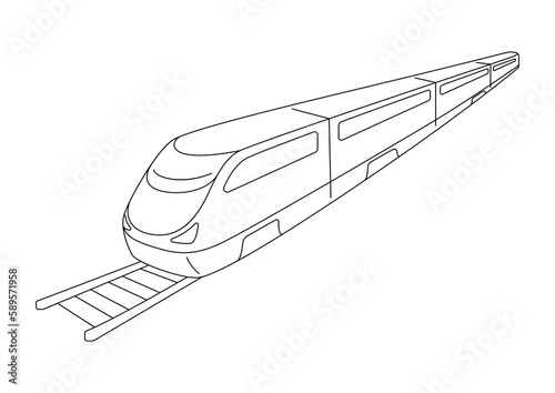 Illustration of train. Icon of transportation. Business or industrial image.