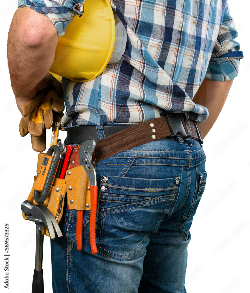 Worker with a tool belt. Isolated over white background. Worker with a tool belt. Isolated over white background.