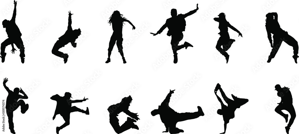 silhouettes of dancing people