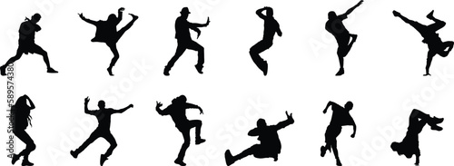 set of silhouettes of dancing people