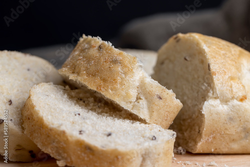 Sliced wheat loaf of fresh bread