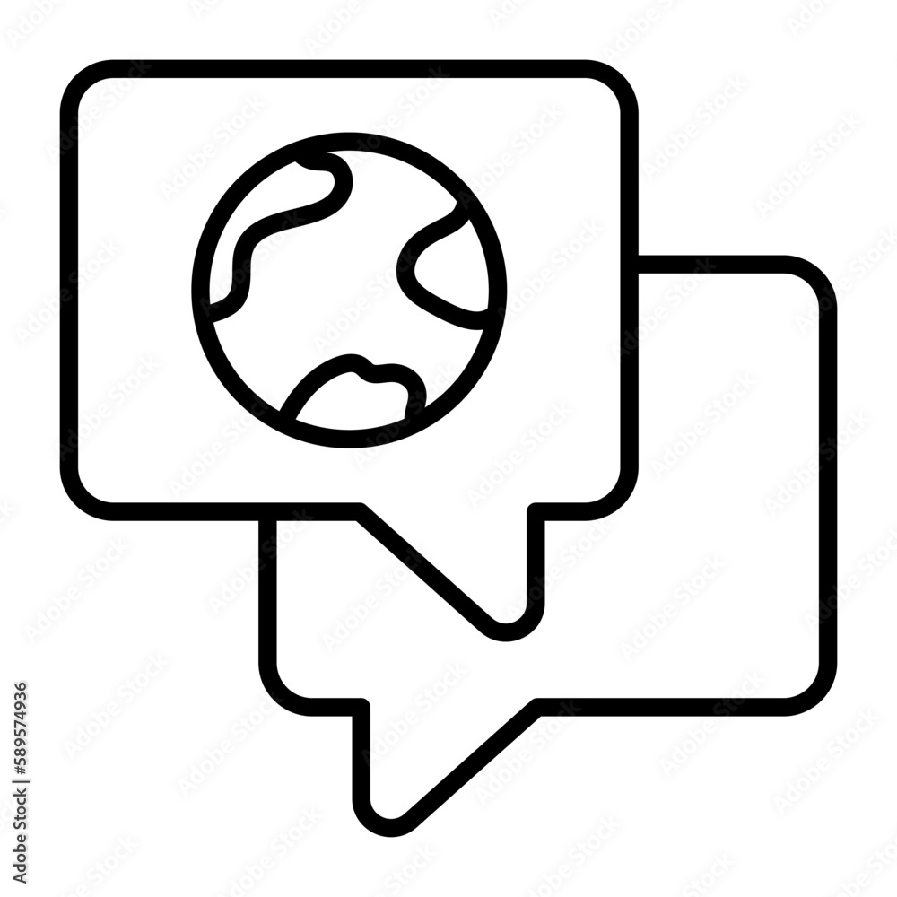 World globe on chat bubble denoting vector of eco conversation, premium design World globe on chat bubble denoting vector of eco conversation, premium design