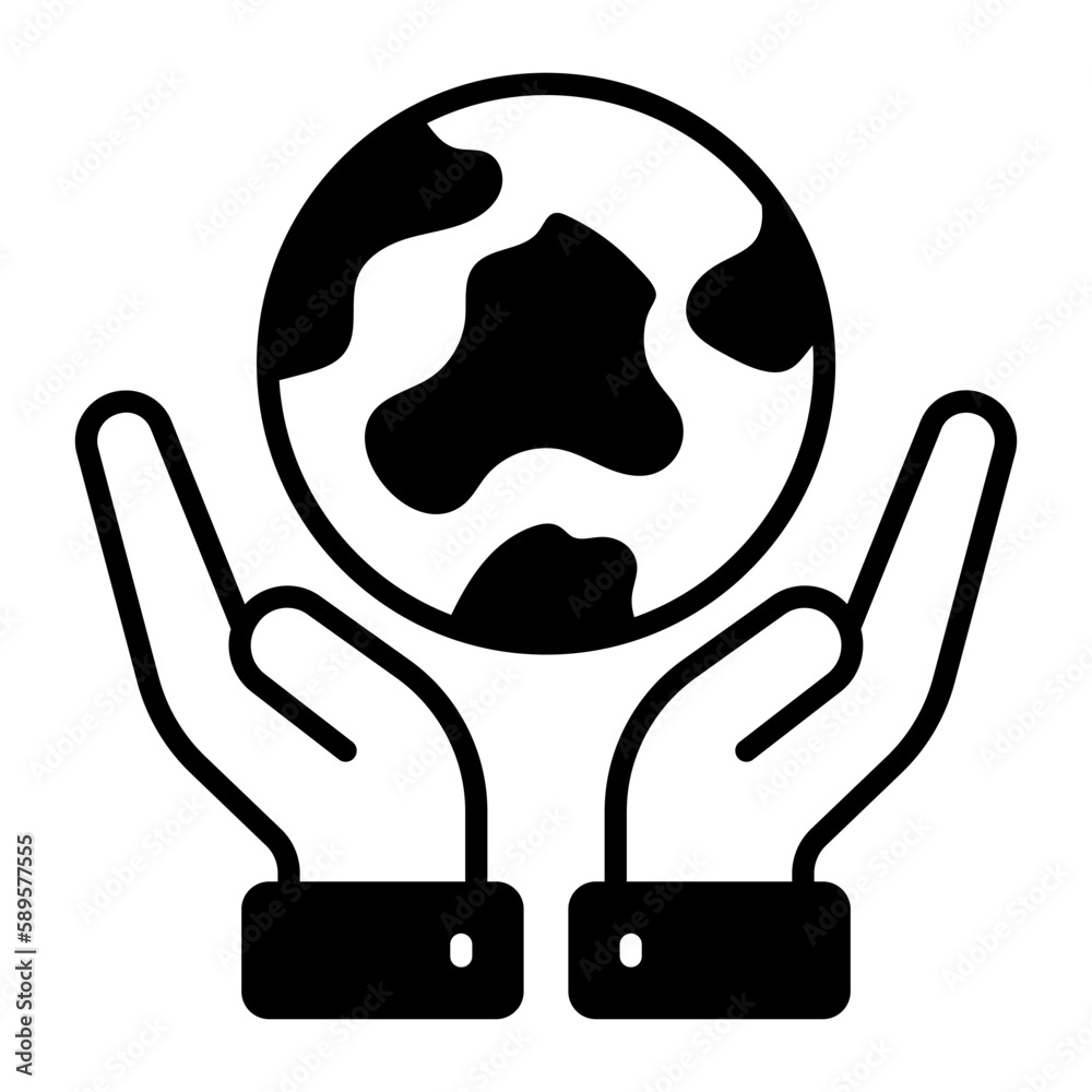 globe on human hands depicting concept of save the world, world earth day icon globe on human hands depicting concept of save the world, world earth day icon
