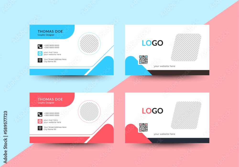 Simple Business Card Layout Set. Minimal Individual Business Card Layout.  Vector Illustration Design. Creative And Modern Business Card Template.