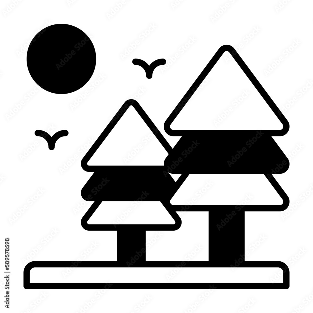 An amazing vector design of conifer tree in trendy style, landscape of trees, forest vector An amazing vector design of conifer tree in trendy style, landscape of trees, forest vector