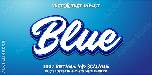 3D blue text effect, Editable text effect