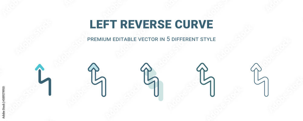 left reverse curve icon in 5 different style. Outline, filled, two color, thin left reverse curve icon. Editable vector can be used web and mobile left reverse curve icon in 5 different style. Outline, filled, two color, thin left reverse curve icon. Editable vector can be used web and mobile