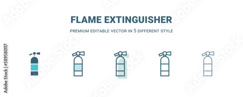flame extinguisher icon in 5 different style. Outline, filled, two color, thin flame extinguisher icon. Editable vector can be used web and mobile