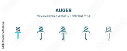 auger icon in 5 different style. Outline, filled, two color, thin auger icon. Editable vector can be used web and mobile