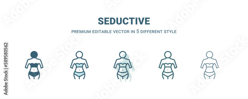 seductive icon in 5 different style. Outline, filled, two color, thin seductive icon. Editable vector can be used web and mobile