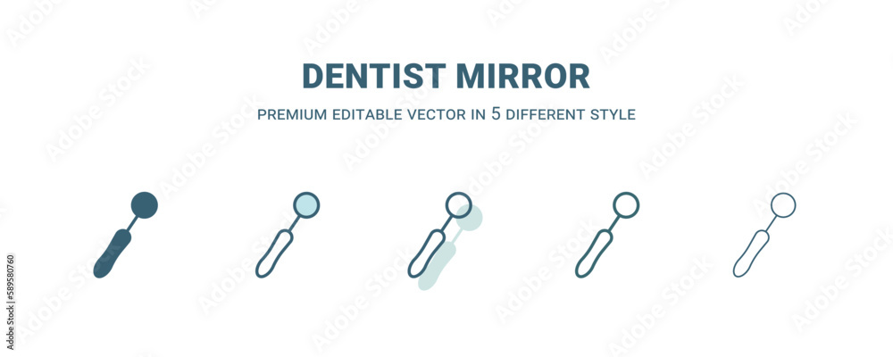dentist mirror icon in 5 different style. Outline, filled, two color, thin dentist mirror icon. Editable vector can be used web and mobile dentist mirror icon in 5 different style. Outline, filled, two color, thin dentist mirror icon. Editable vector can be used web and mobile
