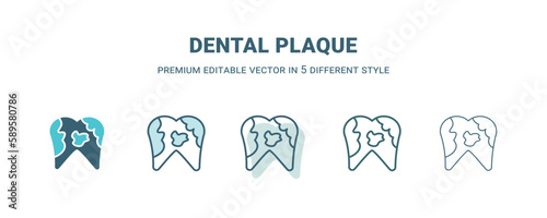 dental plaque icon in 5 different style. Outline, filled, two color, thin dental plaque icon. Editable vector can be used web and mobile