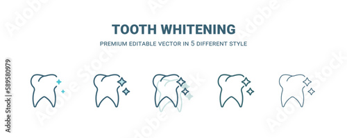 tooth whitening icon in 5 different style. Outline, filled, two color, thin tooth whitening icon. Editable vector can be used web and mobile