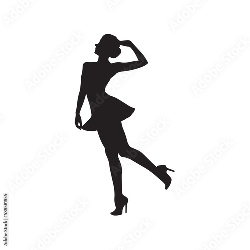 A sweet dancing girl silhouette vector