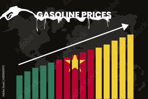 Increasing of gasoline prices in Cameroon, bar chart graph, rising values news banner idea