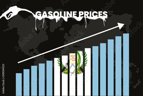 Increasing of gasoline prices in Guatemala, bar chart graph, rising values news banner idea