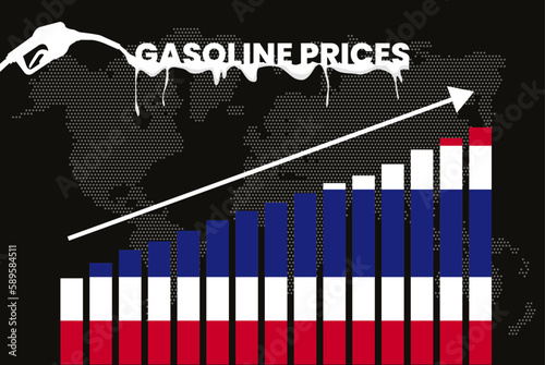 Increasing of gasoline prices in Thailand, bar chart graph, rising values news banner idea