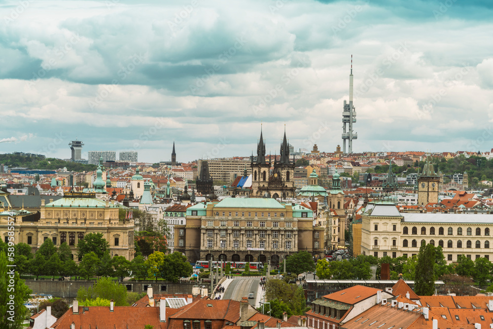 Panoramic view of the cityscape skyline of Prague, Czech republic