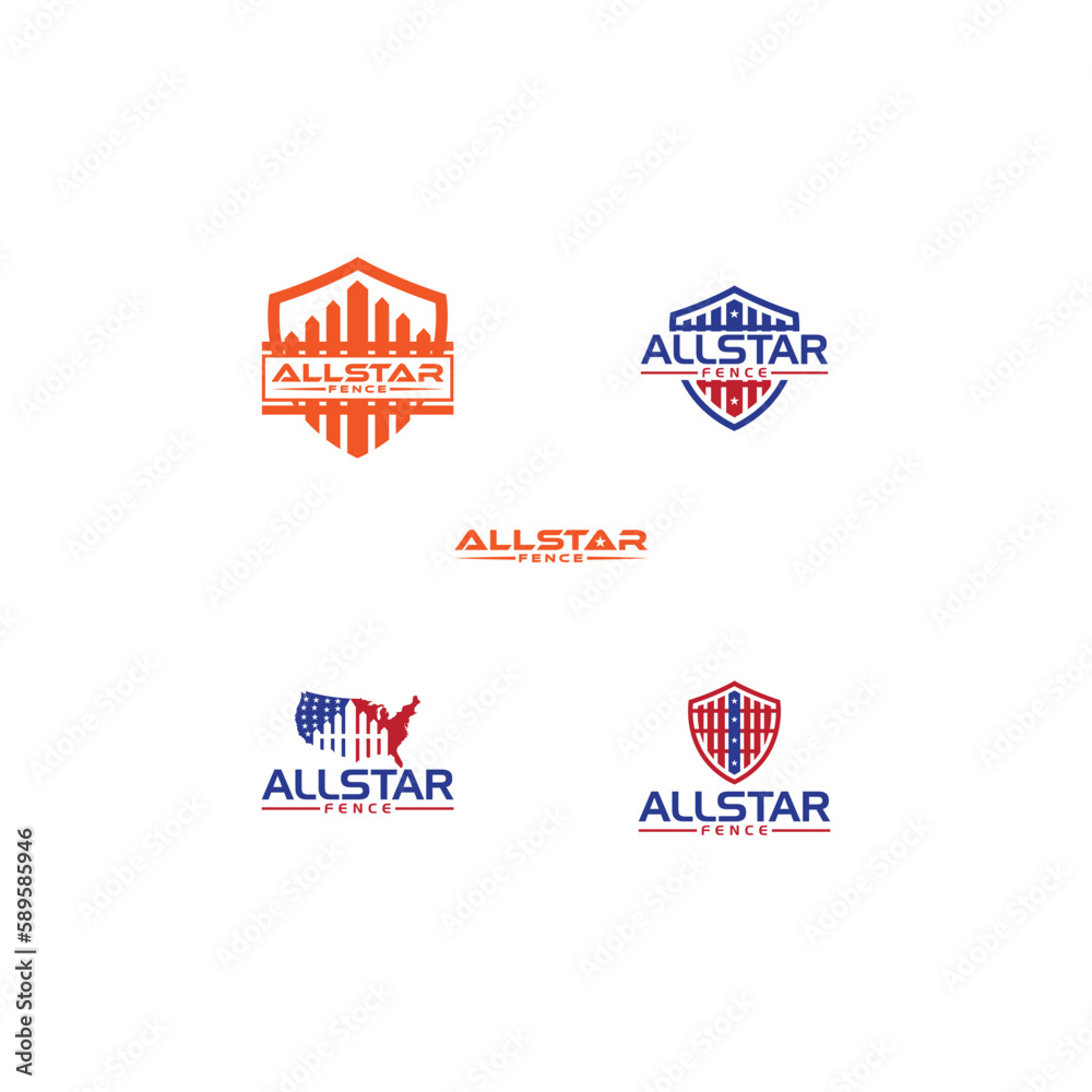 5 Allstar word combine logo design and new logo