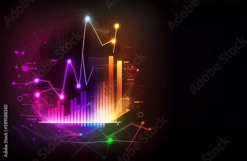 Economy chart. Neon chart. Banner on a white background. Copy space. Generative AI