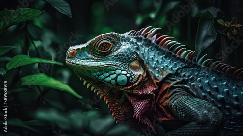 A Wild Fantasy  Colourful Reptiles on a Jungle Wallpaper Background  Generative AI