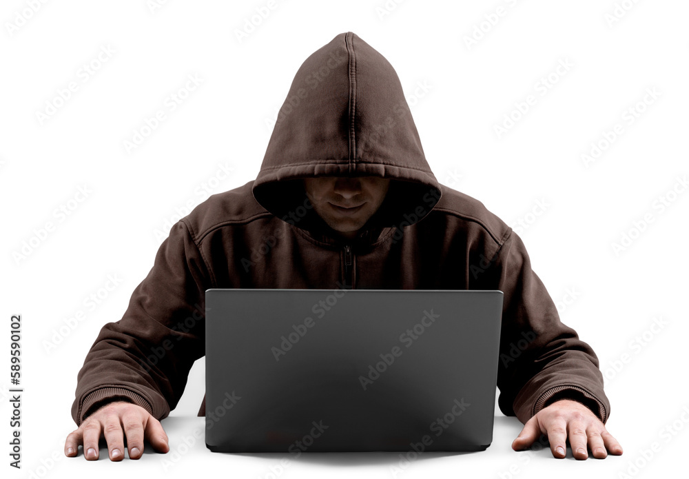 Cyber hacker using laptop on background Cyber hacker using laptop on background