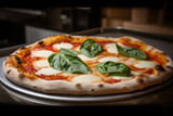 Authentic Italian Neapolitan pizza called pizza margherita fresh out of the oven, Generative AI