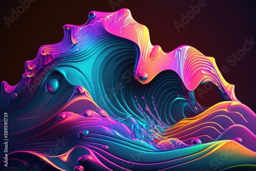 Abstract background with dynamic waves  3d illustration  Colourful  Generative Ai