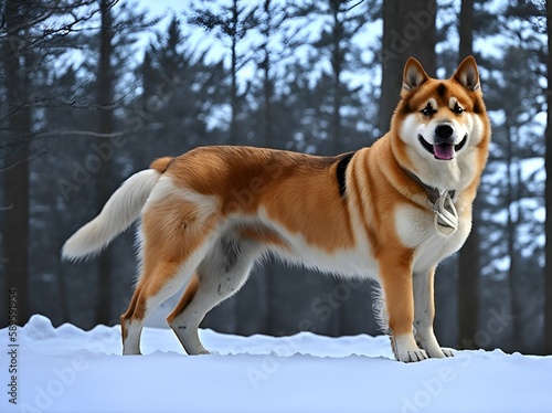 Akita Inu dog breed, guard and defender dog, mammal, pet, domestic animal - AI generated, generative AI  © SaschaAntich
