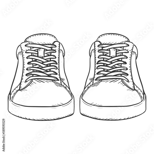 Vector Sketch Sneakers. Smart Casual Shoes Illustration.