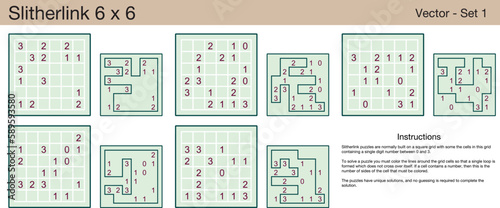 5 Slitherlink 6 x 6 Puzzles. A set of scalable puzzles for kids and adults  which are ready for web use or to be compiled into a standard or large print activity book.