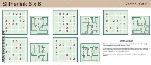 5 Slitherlink 6 x 6 Puzzles. A set of scalable puzzles for kids and adults  which are ready for web use or to be compiled into a standard or large print activity book.