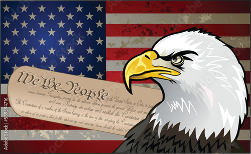 American Redoubtable  Eagle with USA flags