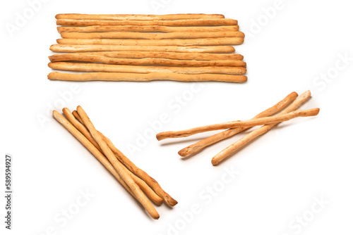 Photos Bread sticks isolated on white background.