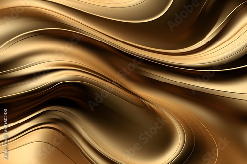 Abstract gold fluid metallic aesthetic background. Generative AI.