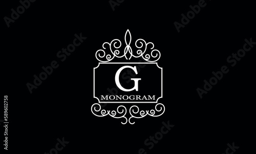 Luxury hotel logo template with initial G. Monogram design elements  business identity sign for restaurant  royalty  boutique  cafe  hotel.