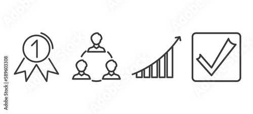 set of startup and strategy thin line icons. startup and strategy outline icons included first, team, grow, validate vector.