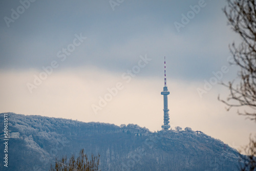 Bulgarian tv tower Kulata in winter