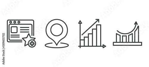 set of marketing thin line icons. marketing outline icons included favorite web, place, yield, performance vector.