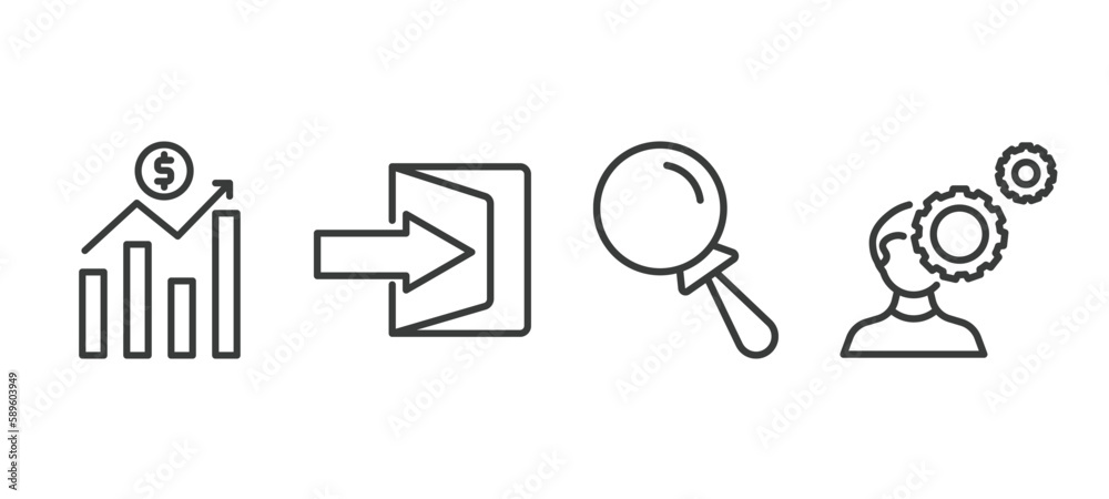 set of human resources thin line icons. human resources outline icons included earnings, quit, searching, behavioral competency vector. set of human resources thin line icons. human resources outline icons included earnings, quit, searching, behavioral competency vector.