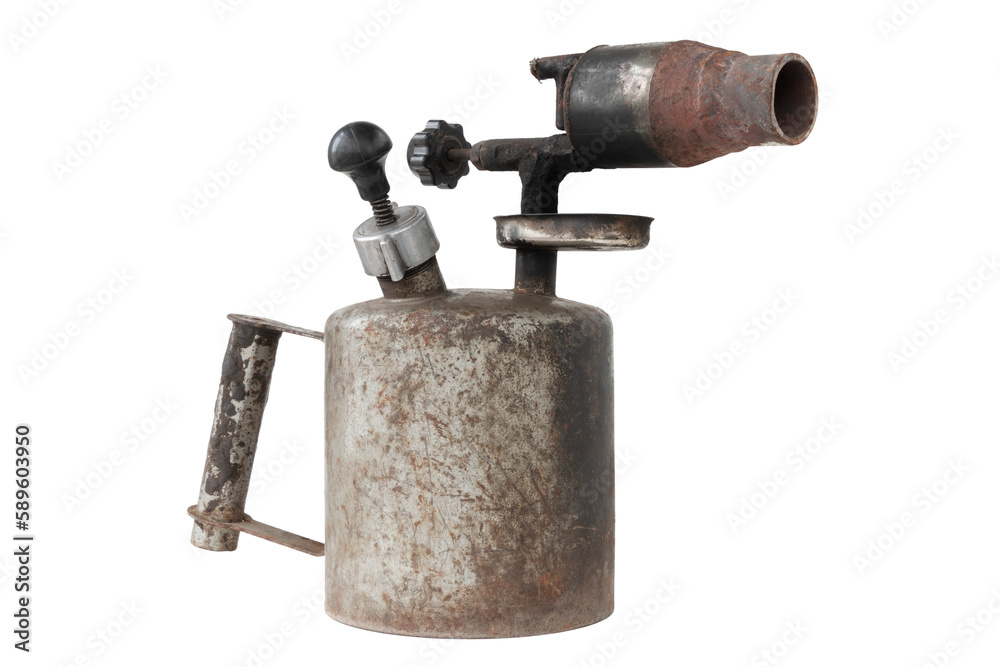 old blowtorch isolated on white background