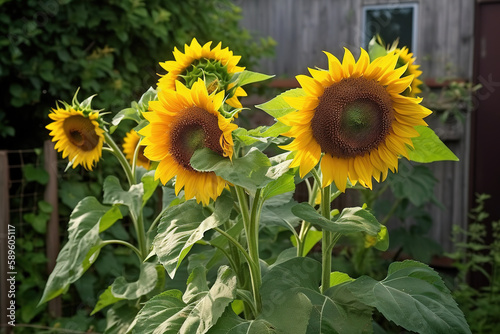 Sunflowers in the garden