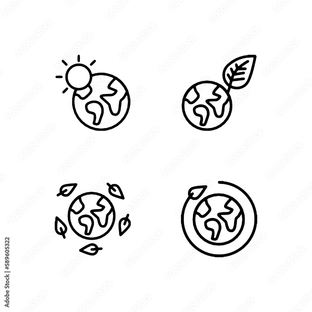 Set of Ecology icon for web app simple line design