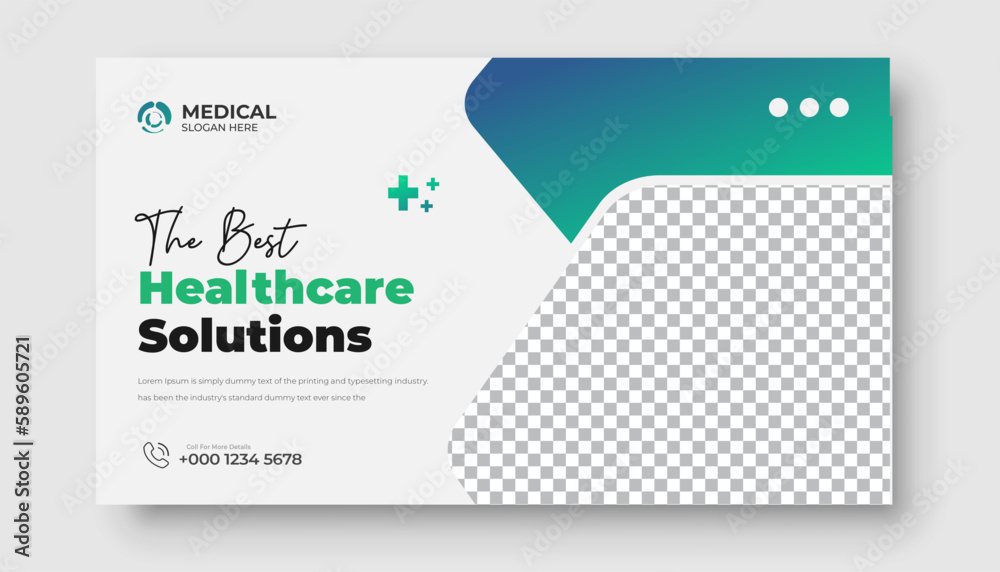 Creative medical healthcare YouTube thumbnail and web banner template

