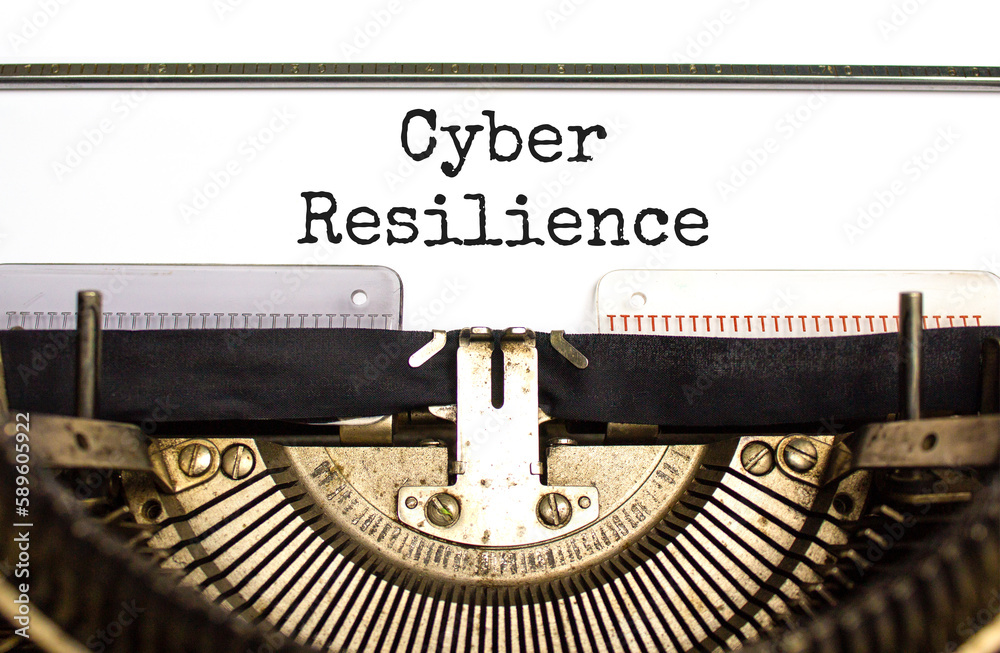 Cyber resilience symbol. Concept word Cyber resilience typed on retro old typewriter. Beautiful white background. Business and cyber resilience concept. Copy space.